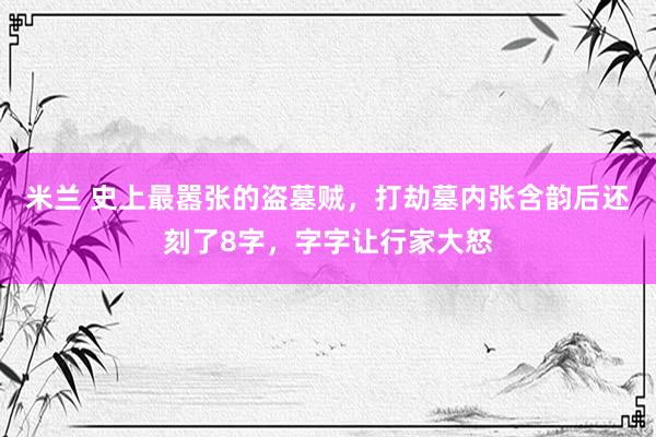 米兰 史上最嚣张的盗墓贼，打劫墓内张含韵后还刻了8字，字字让行家大怒