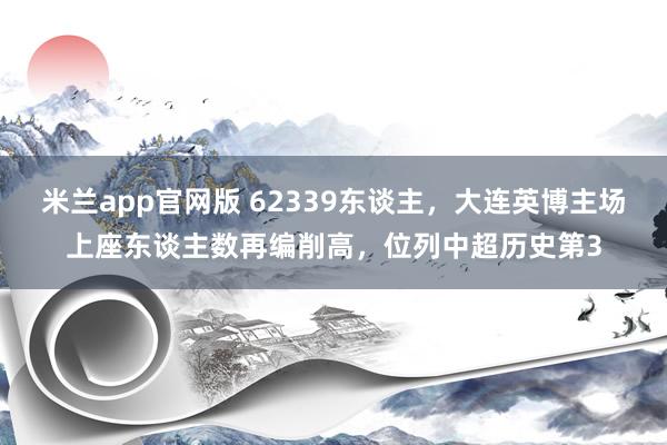 米兰app官网版 62339东谈主，大连英博主场上座东谈主数再编削高，位列中超历史第3